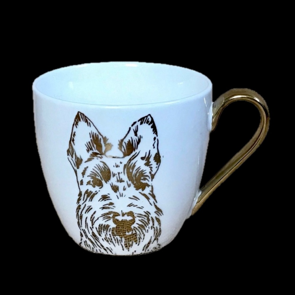 Cambridge Scottish Terrier Scottie Dog Coffee Mug Cup White Gold Elegant Cute